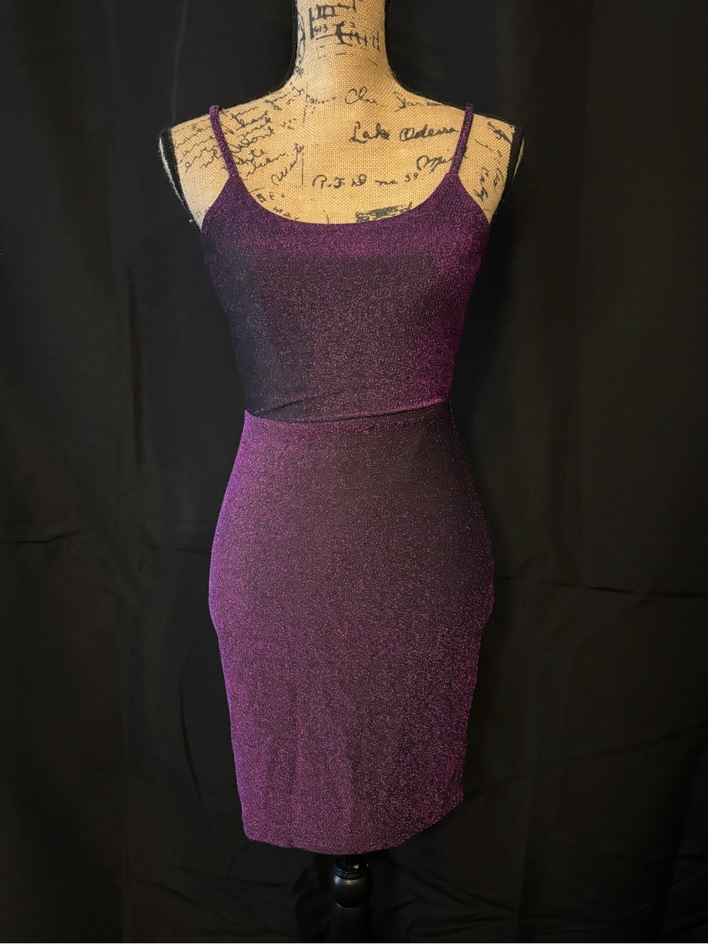 Purple Glitter Knit Bodycon Mini Dress